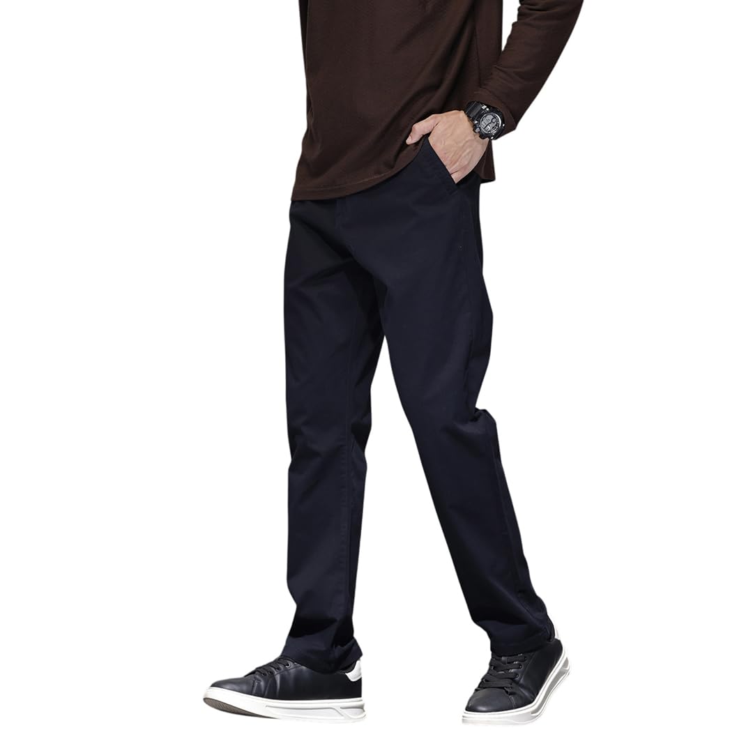 wrogn Men's Cotton Stretch Trousers | Relaxed Fit-picture-29