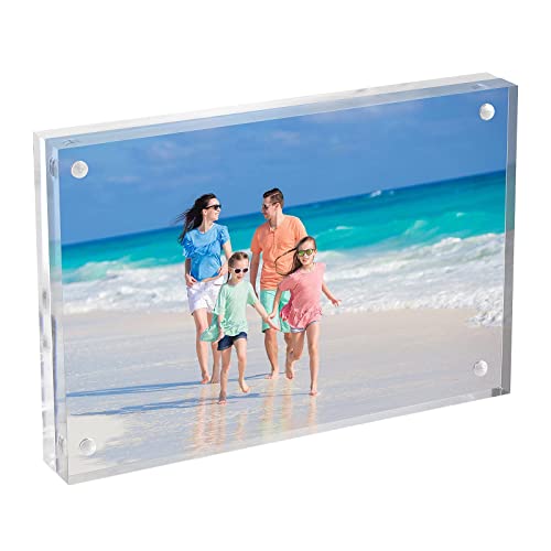 XiYee Cadre/Bloc Photo en Acrylique Transparent,Autonome,Cadre Photo Double Face Avec Aimant,A Utiliser Horizontalement ou Verticalement (10x15 CM)