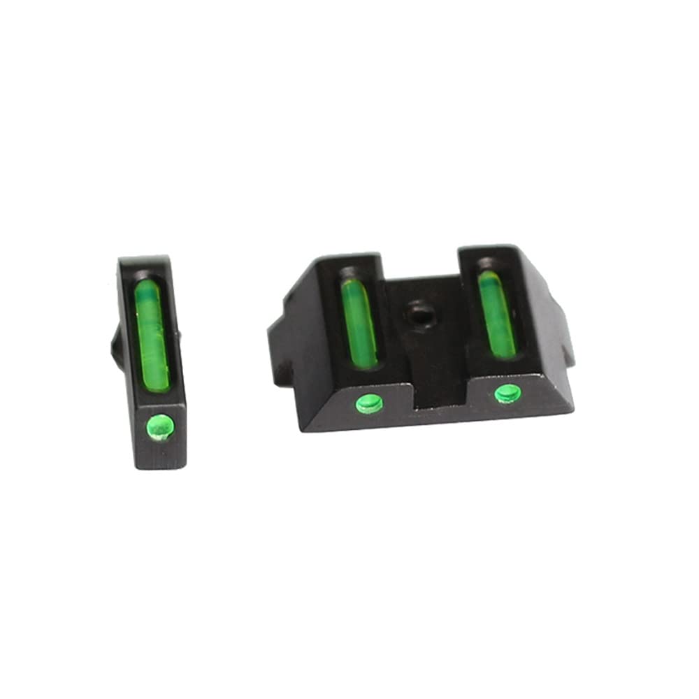 Metal Front and Rear Red and Green Fiber Optic Pistol Sights for G17/17L/19/22/23/24/26/27/33/34/35