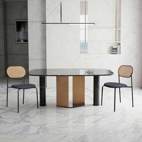 Miniatura 3 de Silla De Ratán Para Comedor, Juego De 6, Sillas De Comedor Con Respaldo Silla De Cocina, Silla De Comedor, Silla De Comedor, Cómoda Silla Auxiliar Con Patas Para Salón Negro A, 6 Unidades
