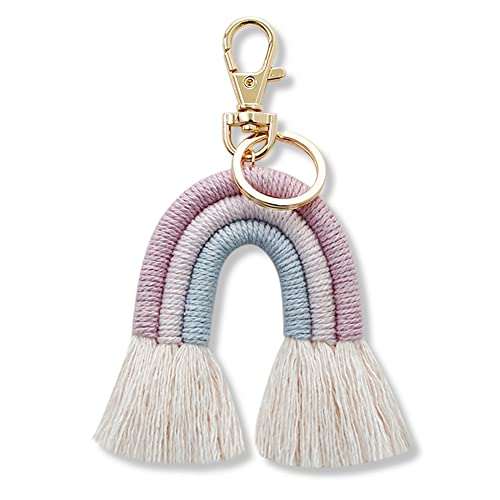 JOUSE Tissage arc en ciel - Pendentif pour femme - Boho - Fait main - Épaule - Pendentifs en macramé - Breloque de voiture - Bijoux suspendus - Cadeau Cover