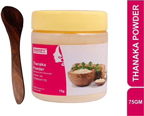 Madofy Grade a pure natural thanaka (tanaka) powder 75gm for permanent hair removal, anti aging,acne,blemish, skin whitening, soft smooth skin face scrub, sunscreen, face mask