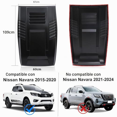 Pala de capó negra Nissan Navara 2015-2020, accesorios de carrocería ABS para tuning 2