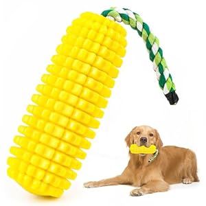 Kauwspeelgoed voor Honden, Onbreekbaar Piepend Hondenspeelgoed voor Agressieve Kauwers, Piepend Hondenspeelgoed Voor Welpen Middelgroot en Groot, Gummi Maisstokjes Hondenspeelgoed