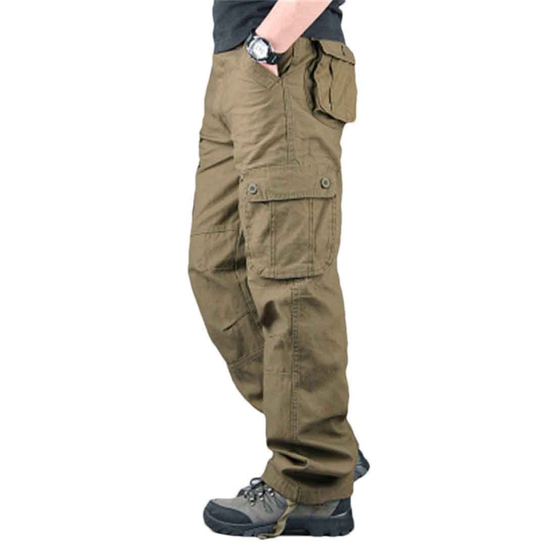 Suwequest Multi tasche Mens Cargo Pants Cotone Khaki Dritto Casual Pantaloni per gli uomini