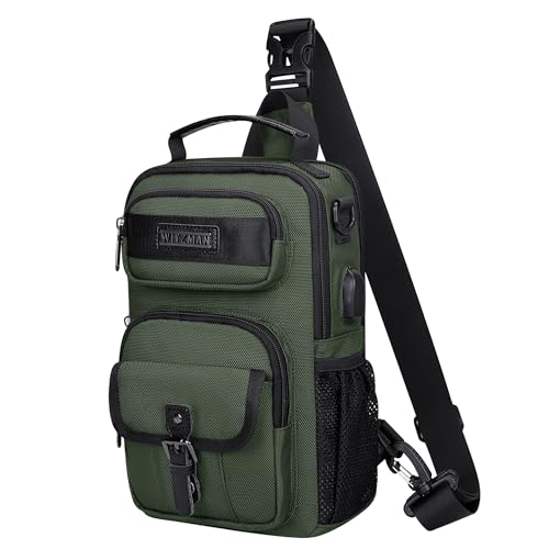 Image of WITZMAN Sling Bag for Men Convertible Travel Sling Backpack USB Charging Port Lightweight Crossbody Shoulder Casual Daypack
