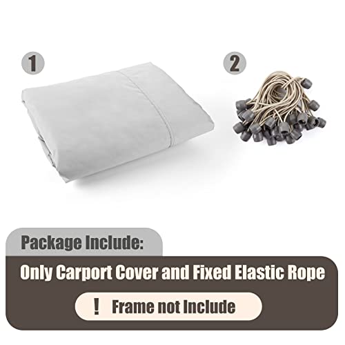 Carport Replacement Canopy Cover 10'X20' For Tent Top Garage Shelter Cover With Ball Bungees, 800D Heavy Duty Replacement Cover Waterproof & Uv Protection, Not Included Frame (White) #TOP3