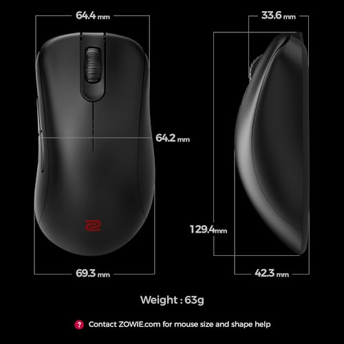 Image of BenQ Zowie EC1-DW Wireless Ergonomic Gaming Mouse for Esports (Large)| 63g Lightweight| 4000Hz Polling Rate with Enhanced Receiver|Driverless Plug & Play - 7 Buttons|PAW 3950 Sensor|Extra Skates