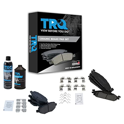 TRQ Front & Rear Brake Pads Brake Chemical Kit Ceramic Compatible with 2011-2019 Ford Explorer 2009-2019 Flex 2010-2019 Taurus 2009-2012 Lincoln MKS MKT