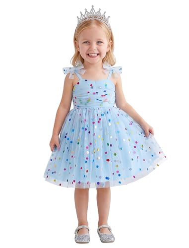 Baby Girl Birthday Dress Sleeveless Backless Princess Tutu Dress Toddler Cake Smash Party Photo Shoot Tulle Dresses Blue Dots 6-12 Months: Clothing, Shoes & Jewelry