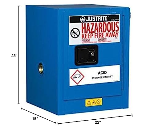 Image of Justrite 8604282 Countertop Hazardous Material Steel Safety Cabinet, 4 gal, Steel, Blue