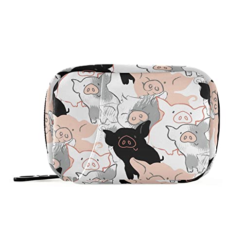 Image of Cute Pigs 7 Day Pill Organizer Travel Pill Case Portable Weekly Pill Box Bag Container Vitamin Supplement Holder with Zipper for Family Business