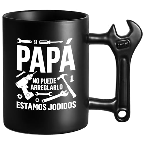 LOZACHE Regalo Padre, Si Papá No Puede Arreglarlo Estamos Taza para Padres Hombre, Papá Regalo de Cumpleaños, Navidad, Día del Padre