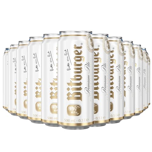 Bitburger Premium German Pils 4.8% ABV | Classic German Pilsner | 12 x 500ml Cans | Crisp & Refreshing | with free Bitburger Sunglasses