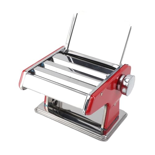 Macchina per la pasta, Macchina stendipasta manuale Spessore regolabile Sfogliatrice in acciaio inossidabile per spaghetti, fettuccine, lasagne o gnocchi (Red)