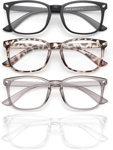 Gaoye 4-Pack Blue Light Blocking Glasses Fashion Square Fake Nerd Eyeglasses Frame Anti UV Ray Filter Computer Gaming Glasses