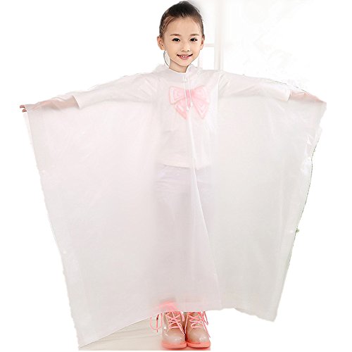 Spuer Light eva Fashion Kids Babys rain Poncho Raincoats (White)
