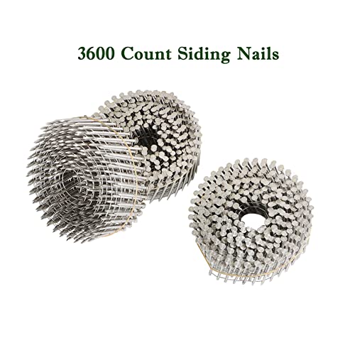 Timunr 3600 Count Siding Nails Full Round Head Wire Collated 15-Degree 1-3/4 Inch X .090 Inch 304 Stainless Steel Coil Siding Nail #TOP1