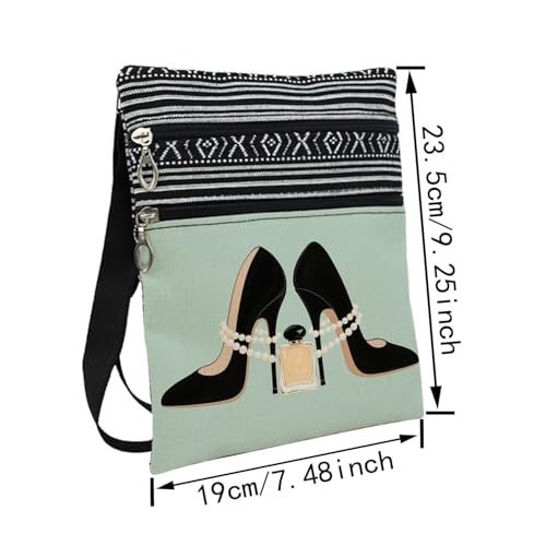 High Heels & Perfume Messenger Bag Small Ethnic Pattern Adjustable Strap Crossbody Zipper Pouch High Heels & Perfume Phone Organizer Wallet Cute Shoulder Handbag for Women Friends2