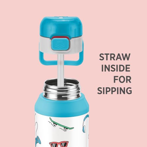 Image of Milton Steel Helio 900 Thermoware Water Bottle 600 ml with One Touch Safety Lock & Twin Lid Sip or Gulp, Long Hours Hot & Cold, Leak Proof, ISI Certified, PU Insulated, for Kids, School, Sky Blue