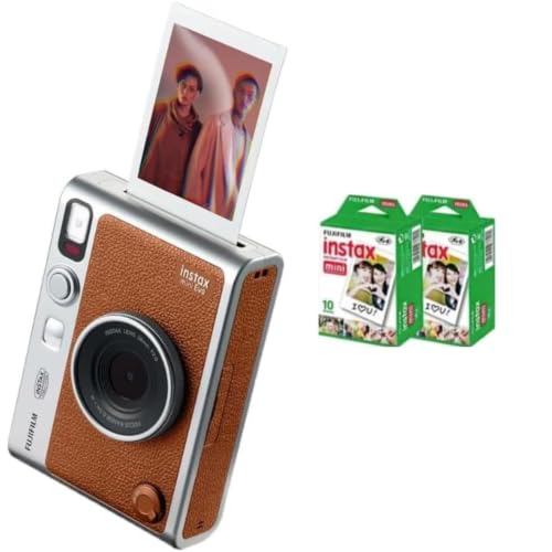 Image of Fujifilm Instax Mini EVO Instant Camera (Brown + Extra Film (20 Sheets))