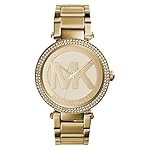 Michael Kors Damenuhr, Parker Dreizeigeruhrwerk, Edelstahluhr mit 39 mm Gehäusegröße und Lederarmband