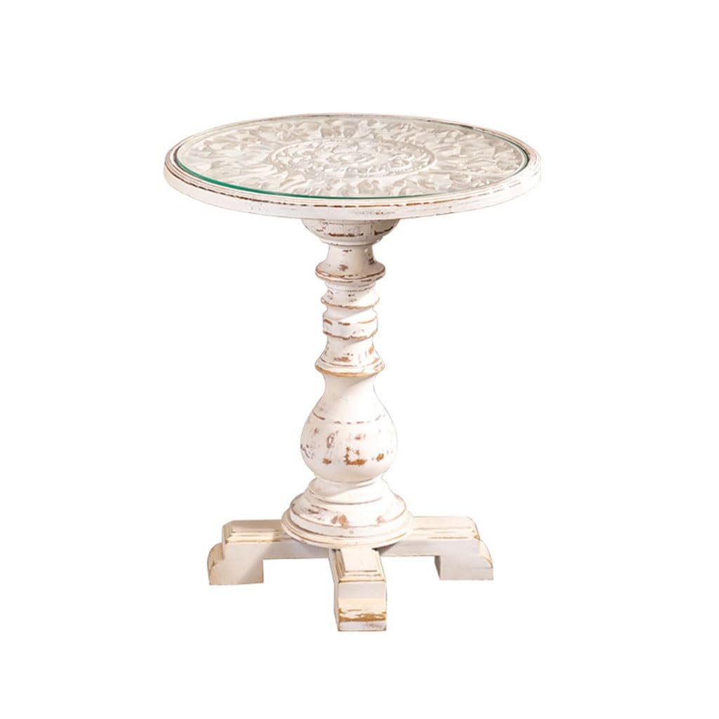 Coin de salon optimisé grâce à la petite table basse ronde blanche