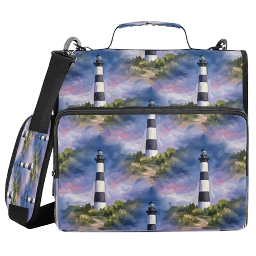 Carpeta de 3 anillos Lighthouse de 1.5 pulgadas organizador de archivos expandible con asa