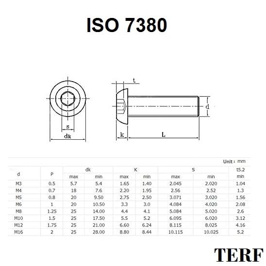 TERF® M8 X 25mm Hex Socket Cap Button Head Machine Screws Stainless Steel A2 (304) Machine Screw M8 (8mm) X 25mm Allen Key Hexagonal Socket Button Head Bolts - Image 4