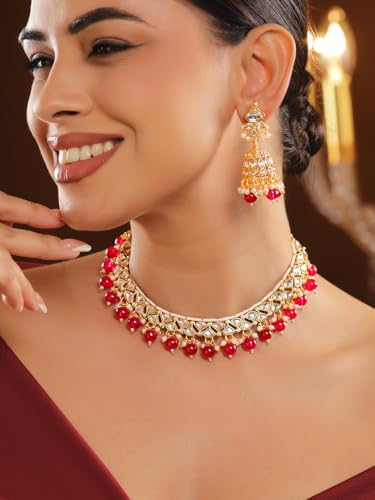 Image of Rubans Necklace Set Kundan Traditional Statement Jewellery Gift for Women & Girls