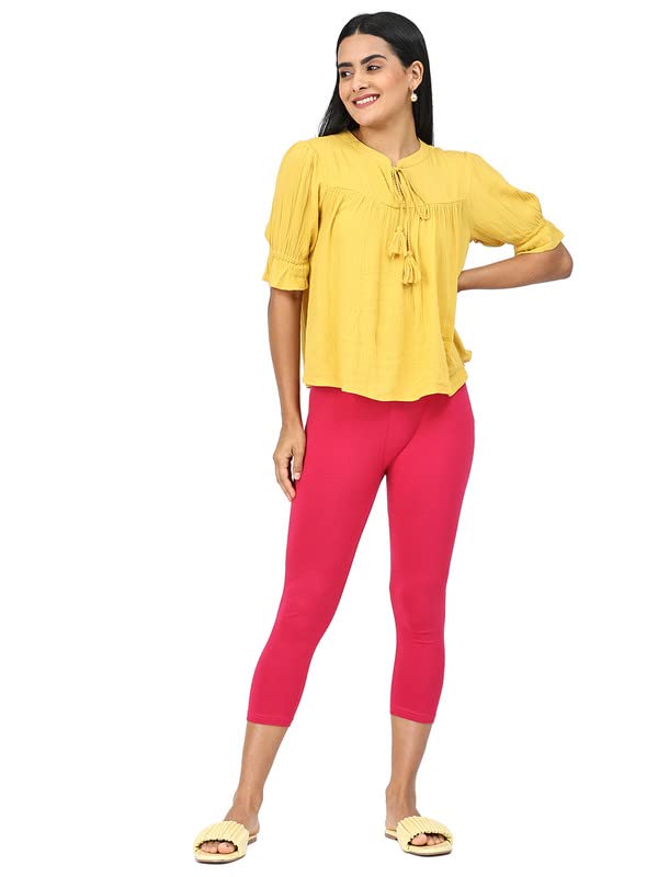 Image of Robinbosky Premium Stretchable Cotton Capri Legging for Women | Suitable for Formal wear & Casual wear | High-End Elastic Makes. The Leggings Squat Proof and Durable for Travel, Yoga, & Workout.