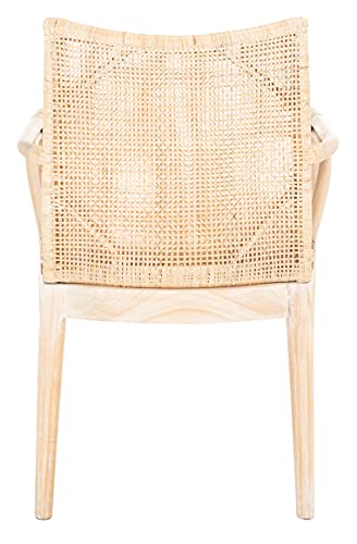 SAFAVIEH Home Collection - Gianni Natural & White Wash Solid Wood Rattan Arm Chair, Tropical Coastal Accent Seating for Living Room or Dining Space (SEA4011B) - Image 6