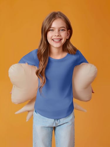 Image of Haloumoning Girls Puff Long Sleeve Shirts Fall Tops 5-14Y | Casual,Solid Color,Crewneck, Soft, Tunic Tops Blouse,Kids Long Sleeve T Shirt,,Fashion Clothes
