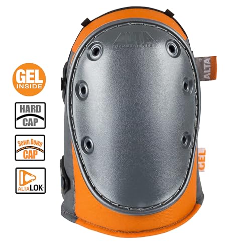 Image of ALTA 56203.50 AltaGUARD Gel Insert Knee Protector Pad, Gray /Orange Nylon Fabric, AltaLOK Fastening, Hard Cap, Long, Gray