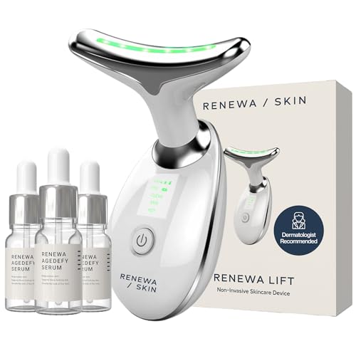 RenewaSkin Face & Neck Sculpting Tool + 3 AgeDefy Serums Complete Sculpting & Brightening Bundle Hydrating Smoothing & Skin-Barrier Support for a Radiant-Looking Complexion