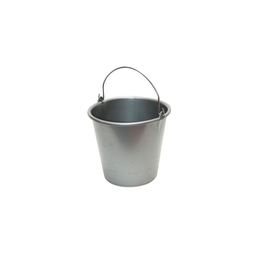 Seau ménage 10L anse métal silver compact et ultra résistant aux chocs