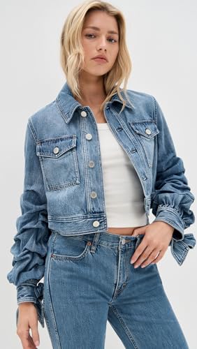 alice + olivia Women's Tiff Denim Jacket with Bow Sleeve2