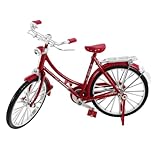 IMIKEYA 1/10 Scale Vintage Bike Model Die Cast Asian Female Red Alloy Bike Ornament Home Decor
