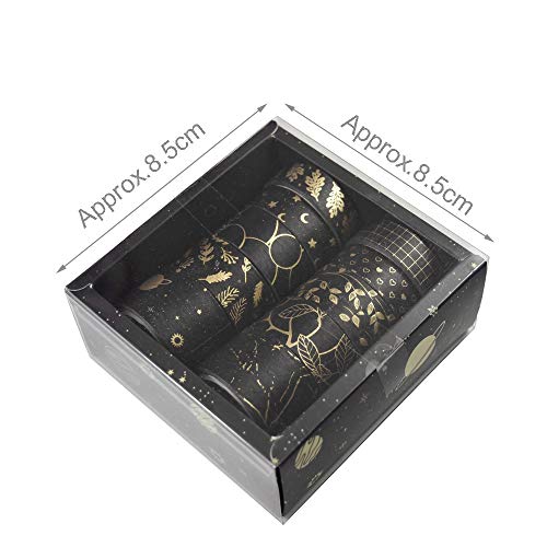 LongSLong Conjunto de Fita Washi, 10 Rolos de Fita Adesiva, Floral, Dourada, Decorativa, para Scrapb