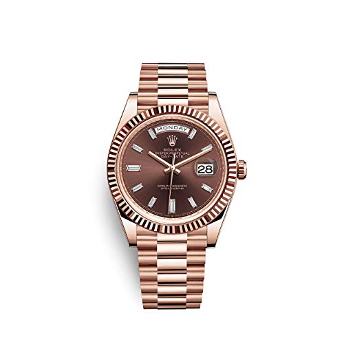 Rolex Day-Date 40 Automatic Chocolate Baguette Diamond Dial 18kt Everose Gold Mens Watch 228235CHDP