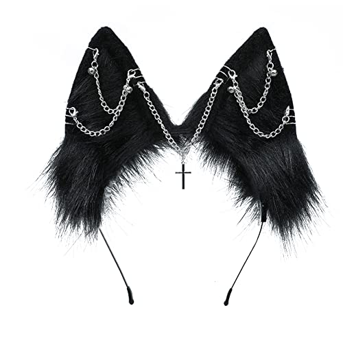Image of VIGVAN Handmade Wolf Fox Ears Animal Cosplay Cute Head Accessories for Halloween