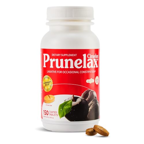 Prunelax Ciruelax Regular Strength Laxative Tablets - Natural-Ingredient Based Laxative for Occasional Constipation Predictable Overnight Relief with Senna Leaf Extracts 8-12 Hr Fast-Acting - 150ct