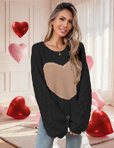 Image of Libsorge Womens Valentine Heart Sweater 2026 Valentines Day Trendy Cute Oversized Long Sleeve Pullover Sweaters