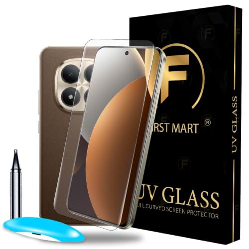 Image of FIRST MART UV Tempered Glass for Redmi Note 15 Pro Plus, 9H Full-Glue Curved Screen Protector, HD Clear, Fingerprint Compatible, UV Lamp Included