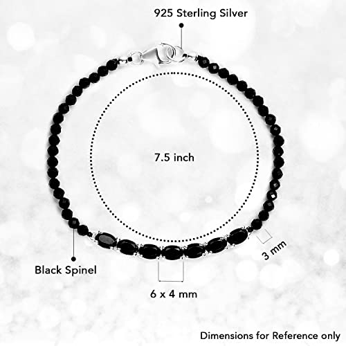 Shop LC Black Spinel Birthstone Beads Bracelets For Women Natural Stone 925 Sterling Silver Crystal Jewelry Spiritual Size 7.25" Birthday Gifts - Image 3