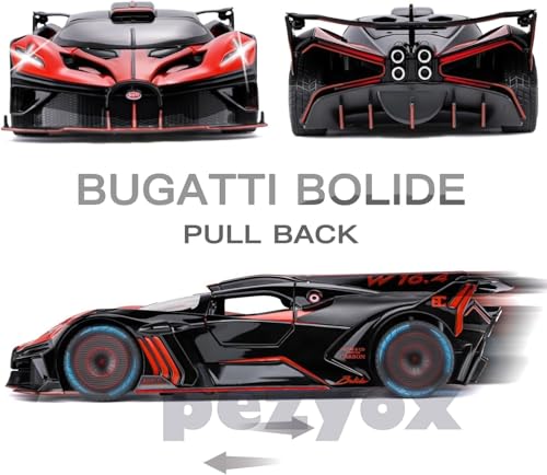 Image of Exclusive Alloy Metal Pull Back Die-cast Car 1:24 Big Bugatti Bolide Toy CAR Diecast Metal Pullback Toy car with Openable 6 Doors, Light Music Boys Gifts Toys (Yellow)