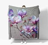Tizhweqo Manta Flores Mantas Fondo Gris Estampado 3D Manta Cosy Soft para Sofa Cama para Adultos y Niños Dormitorio, Cobertor Sofa 100x150 cm Microfibra Cálida Decorativa 2467t
