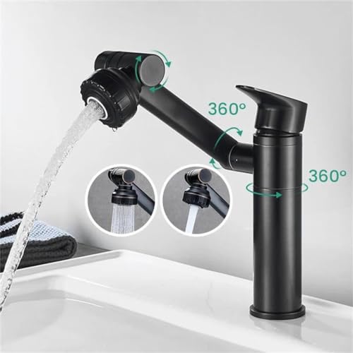Robinet mitigeur noir anti-trace et aérateur chauffant pour évier moderne