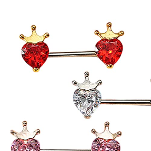 Colaxi 3 Unidades de Coração de Cristal com Halteres de Mamilo Anéis Pregos Joias Duráveis