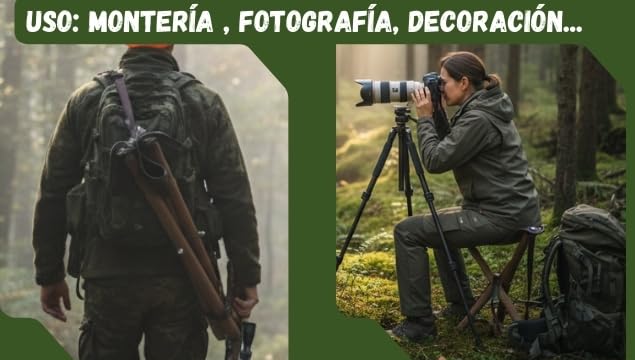 Taburete trípode de cuero para camping y rececho de montería 6